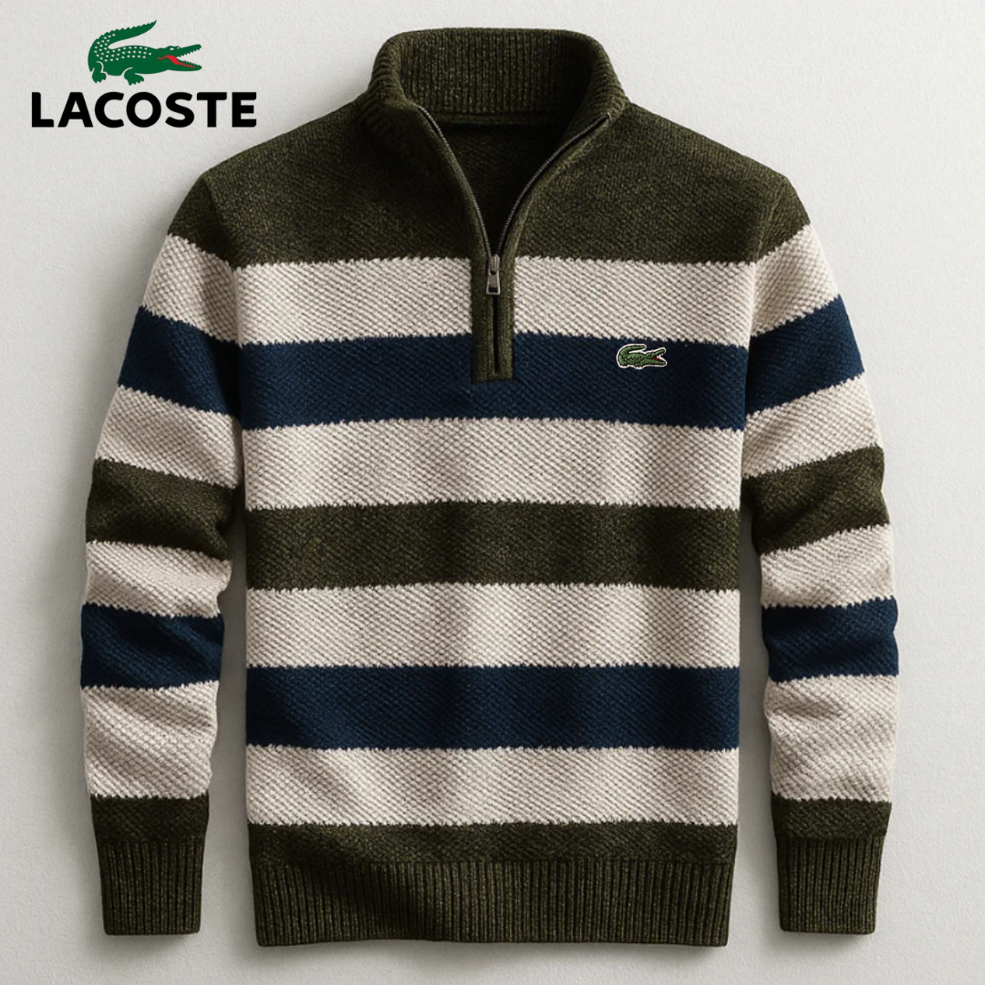 Men’s Half-Zip Striped Knit Sweater